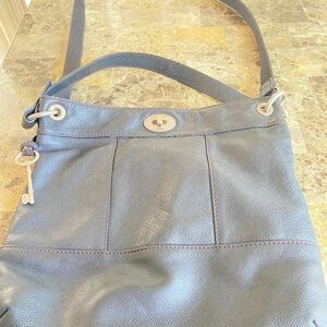 Fossil Hunter Black Leather Hobo Crossbody Supple Soft Leather